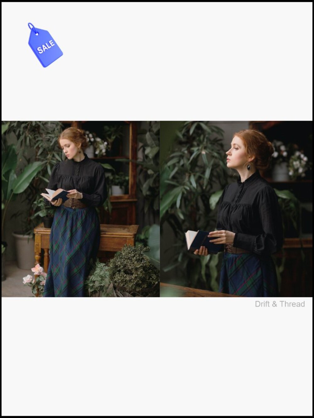 Gothic Victorian Blouse - Long Sleeve Ruffle Collar Renaissance Shirt - Picture 7 of 7